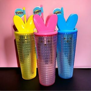 PEEPS Double Wall Drink Tumblers - Set of 3 Pink, Yellow & Blue